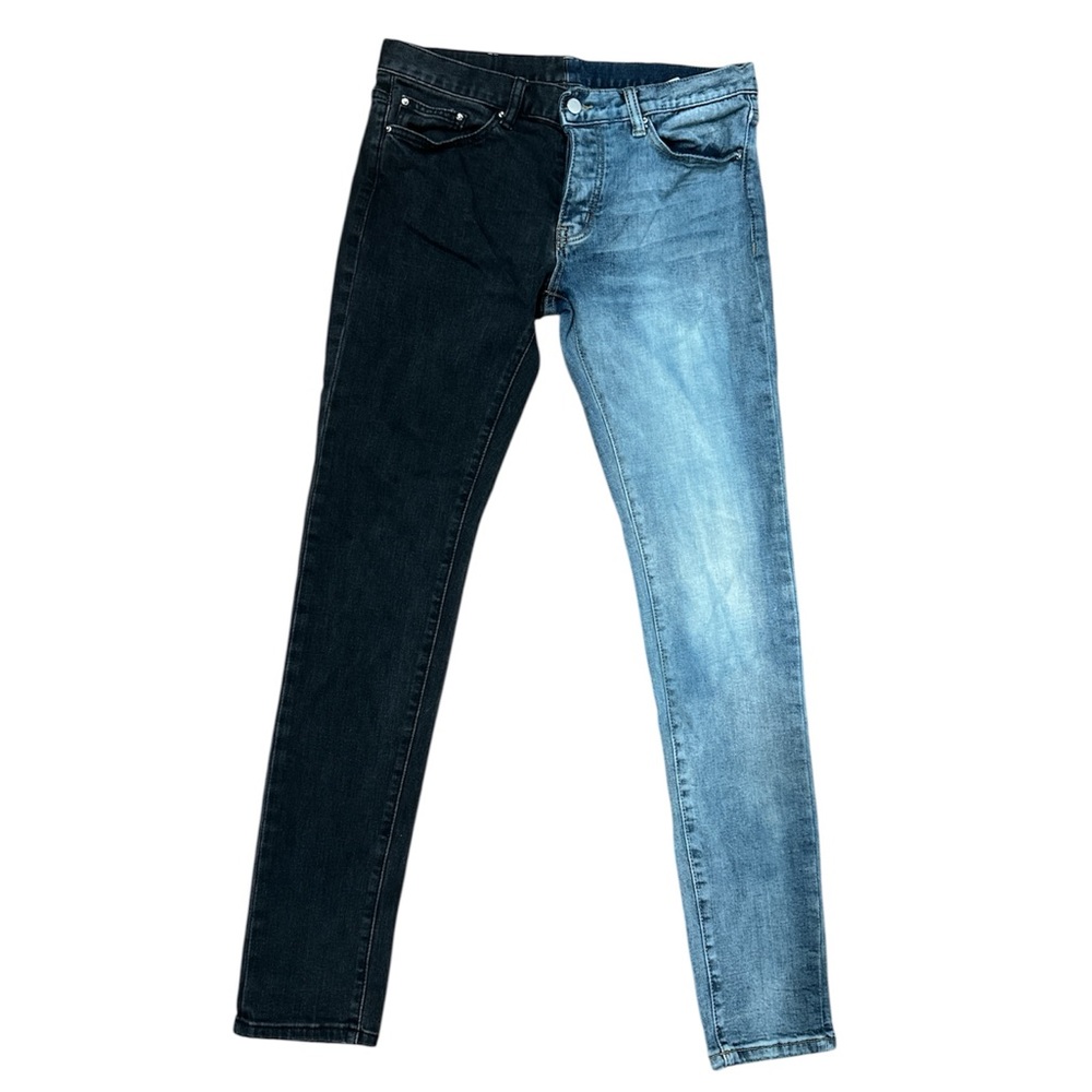 MNML Black and Light Blue Skinny Jeans